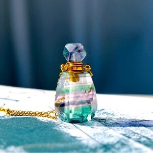 Rainbow Fluorite Perfume Pendant